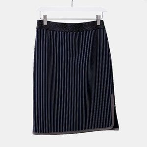 Marie Saint Pierre Navy Pinstripe Skirt